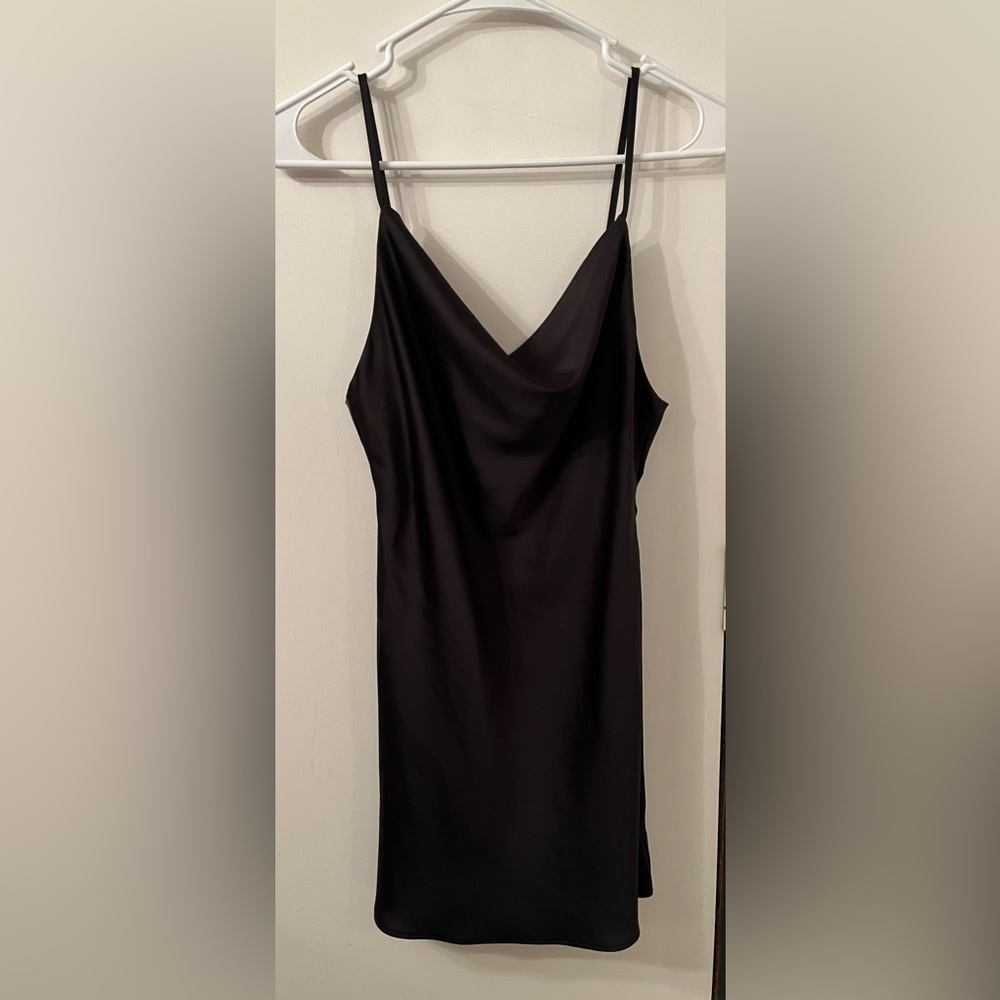 Elegant Black Mini Slip Dress with Cowl Neck